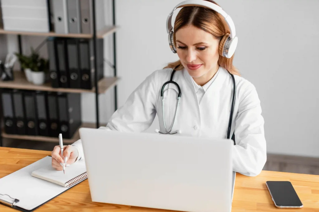 A dedicated female medical billing specialist optimizing telehealth claim submissions and revenue cycle management for small private practices, offering expert solutions to reduce denials, maximize reimbursements, and streamline medical coding for family doctors and independent clinics seeking efficient outsourced billing services.